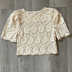 Elegant Cream Crochet Top